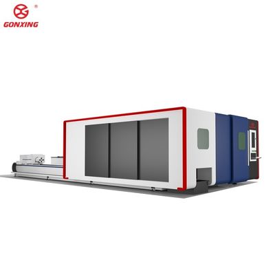 Máquina de corte a laser de chapa e tubo de metal industrial de mesa dupla de 3000w com trilho HIWIN