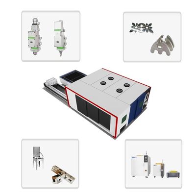Máquina de corte a laser de chapa e tubo de metal industrial de mesa dupla de 3000w com trilho HIWIN